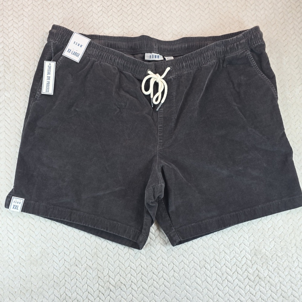 ROWM Mens Gray Corduroy Elastic Waist Drawstring Shorts XXL New